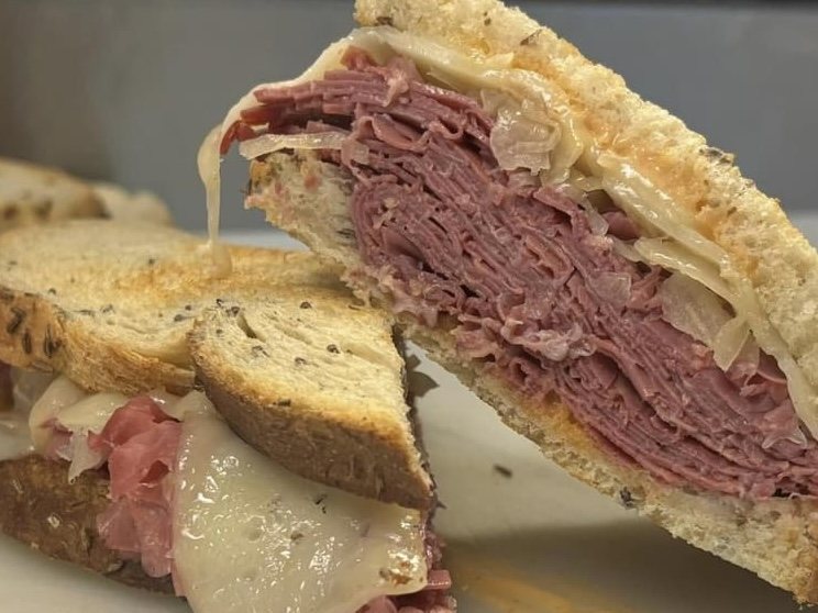 The signature pastrami on rye at Knuckle Sandwich & Catering